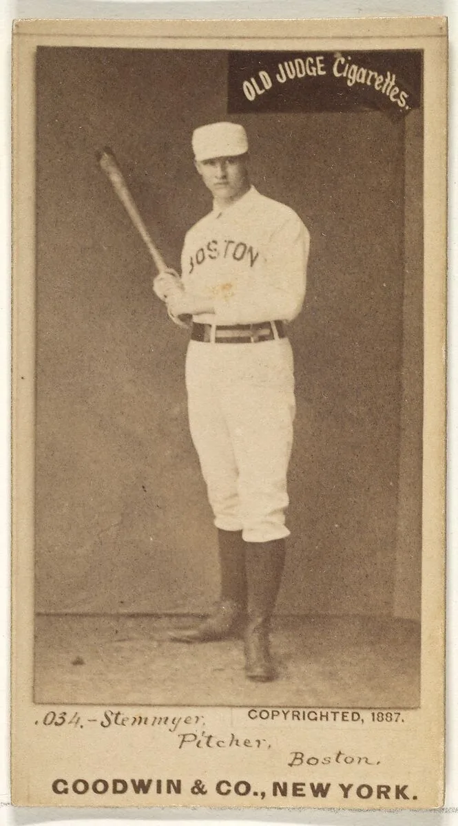 Stemmyer, Pitcher, Boston, from the Old Judge series (N172) for Old Judge Cigarettes — Goodwin & Company