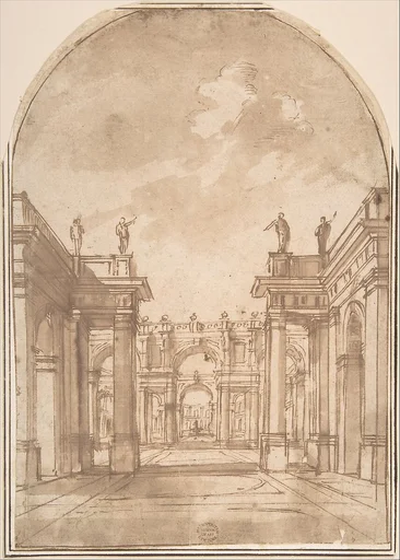 Court Yards (Sketch for Stage Scene ?)