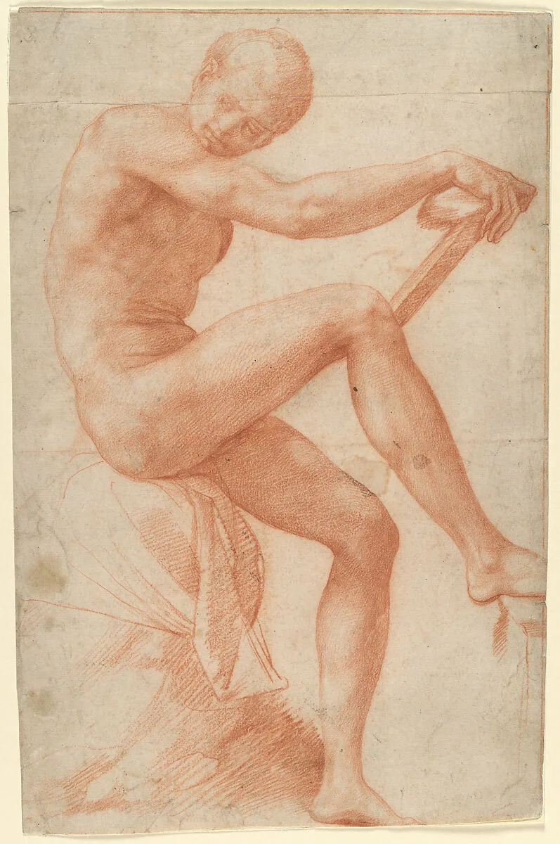 Seated Male Nude — Francesco Salviati (Francesco de' Rossi)