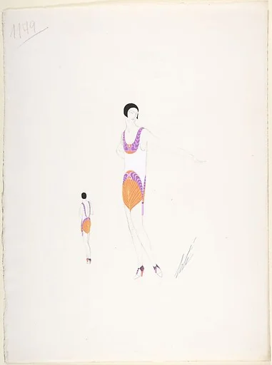 Design for Lingerie in Orange, Lavendar and White for "Manhattan Mary," Majestic Theater, New York