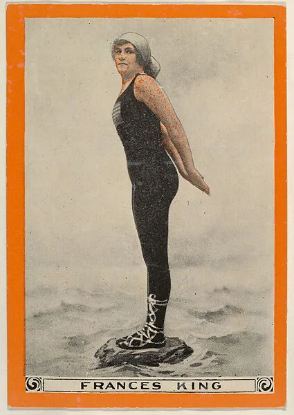 Frances King, No. 68, Taking Off Clothes, from the Champion Women Swimmers series (T221), issued by Pan Handle Scrap — Pan Handle Scrap Company