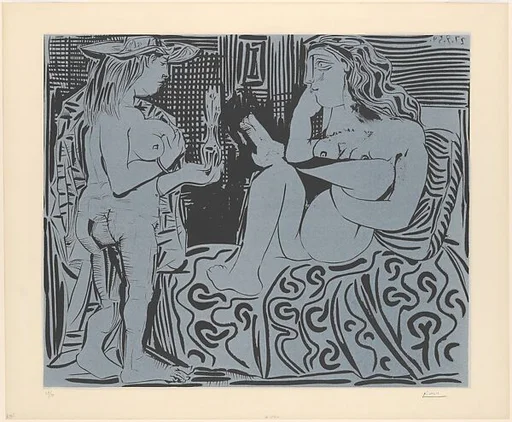 Two Women with a Vase of Flowers