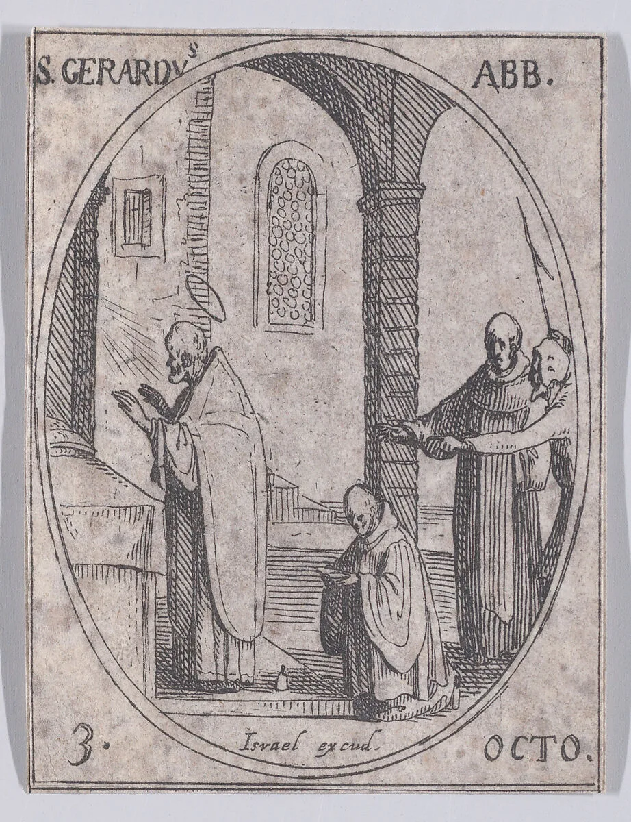 S. Gérard, abbé (St. Gerard, Abbot), October 3rd, from "Les Images De Tous Les Saincts et Saintes de L'Année" (Images of All of the Saints and Religious Events of the Year) — Jacques Callot|Israël Henriet