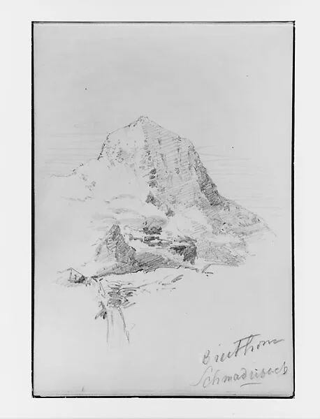 Breithorn and Schmadribach Falls (from Switzerland 1870 Sketchbook) — John Singer Sargent