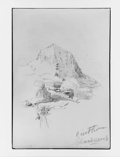 Breithorn and Schmadribach Falls (from Switzerland 1870 Sketchbook)