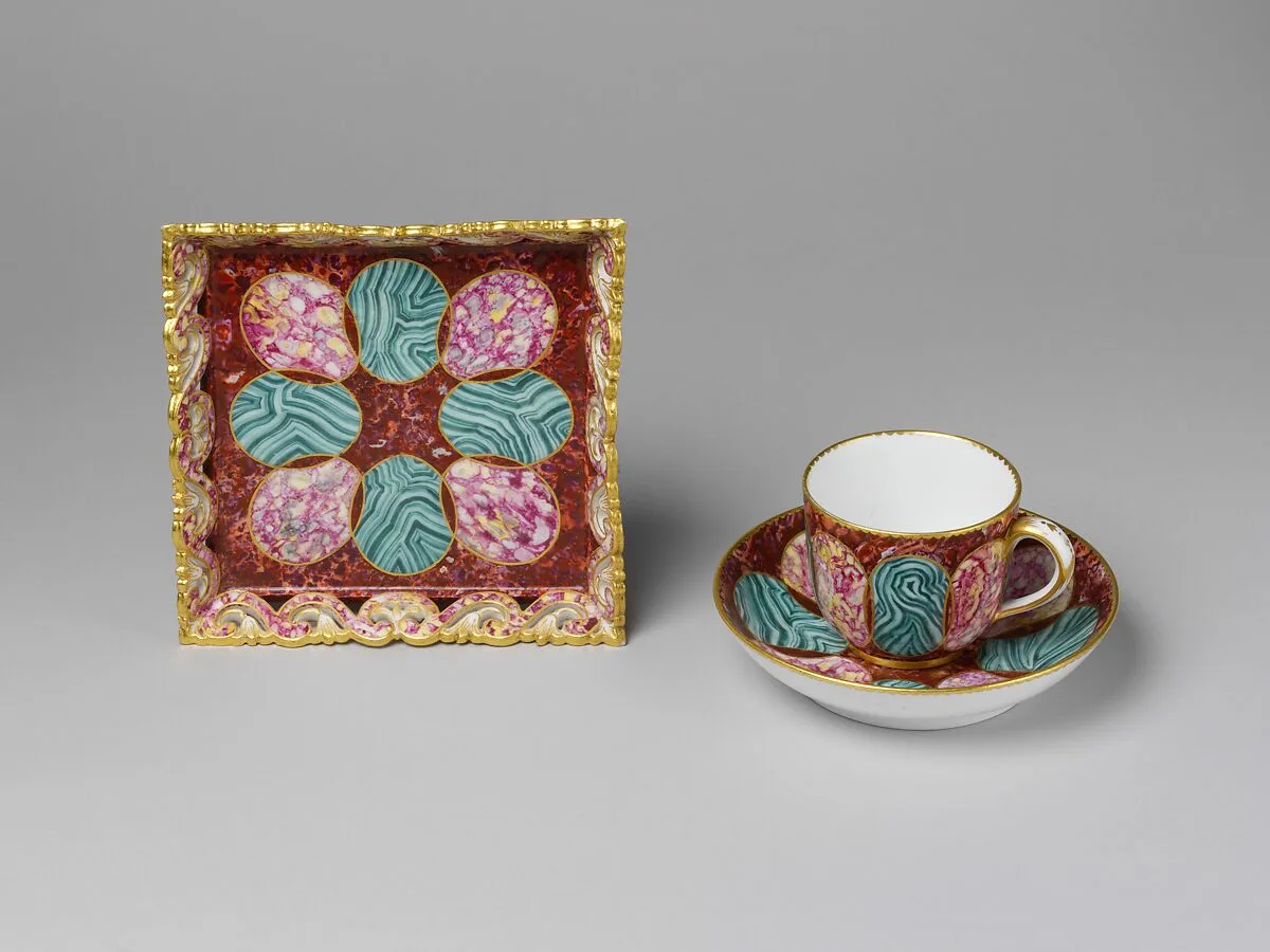 Small tray, cup and saucer (déjeuner carré) — Sèvres Manufactory