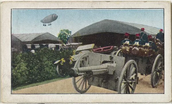 Card No. 81, French Dirigible Souting for Advance Guard of French Artillery, from the World War I Scenes series (T121) issued by Sweet Caporal Cigarettes — American Tobacco Company|Underwood & Underwood