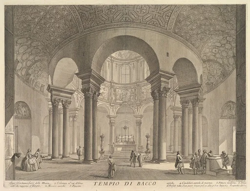 S. Constanza (erroneously callled Temple of Bacchus) (Veduta interna del Sepolcro di S. Constanza, fabbricato da Costantino Magno, ed erroneamente detto il Tempio di Bacco, inoggi Chiesa della medisme Santa), from "Vedute di Roma"
