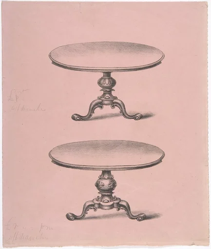 Design for Two Round-topped Pedestal Tables