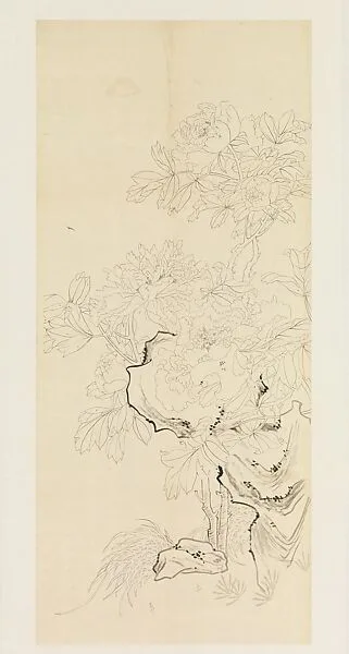 現代 謝稚柳 牡丹秀石圖 軸|Peonies and Rock — Xie Zhiliu