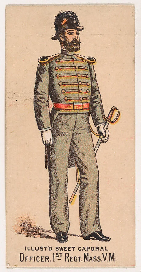 Officer, 1st Regiment, Massachusetts, V.M., from the Military Series (N224) issued by Kinney Tobacco Company to promote Sweet Caporal Cigarettes — Kinney Brothers Tobacco Company