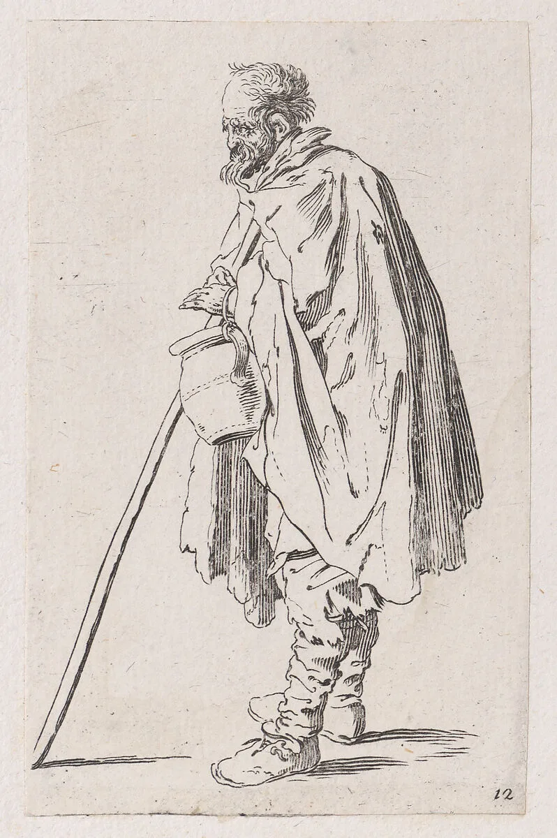 Reverse Copy of Le Mendiant au Couvet (The Beggar of Couvet), from Les Gueux suite appelée aussi Les Mendiants, Les Baroni, ou Les Barons (The Beggars, also called the Barons) — Jacques Callot|Anonymous
