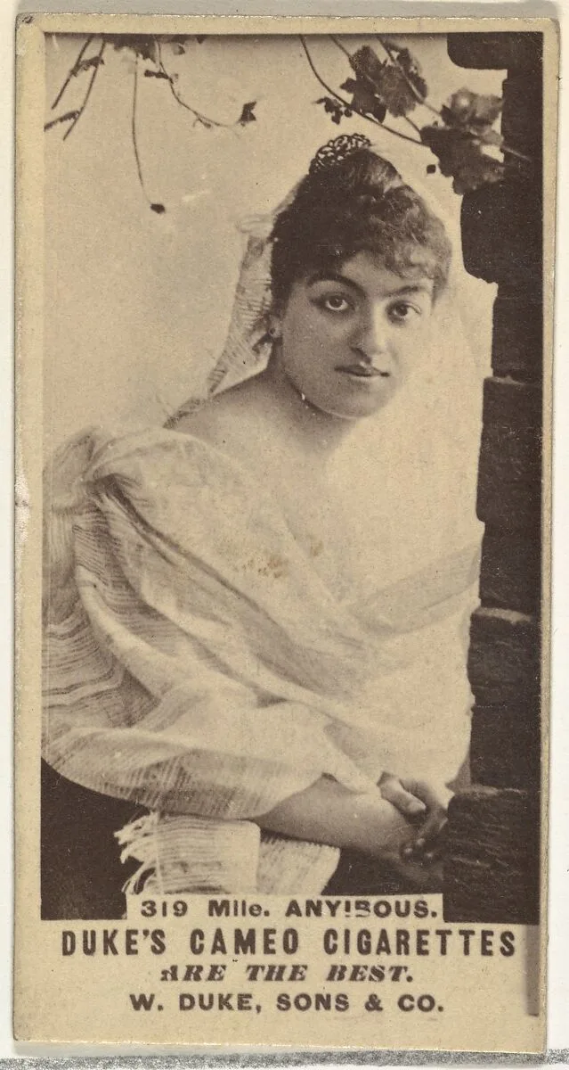 Card Number 319, Mlle. Anyibous, from the Actors and Actresses series (N145-5) issued by Duke Sons & Co. to promote Cameo Cigarettes — W. Duke, Sons & Co.
