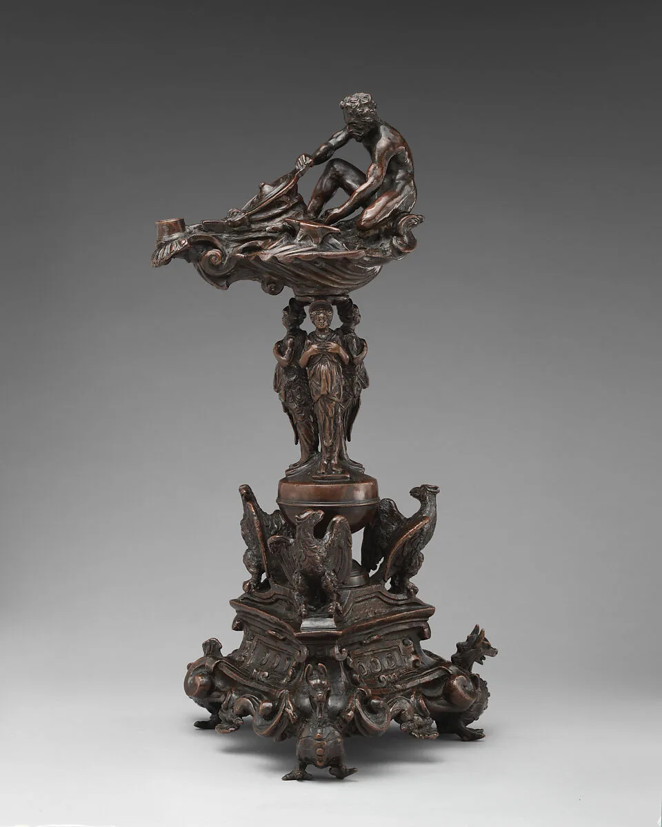 Sixteenth-century-style oil lamp in a stand — Leone Leoni