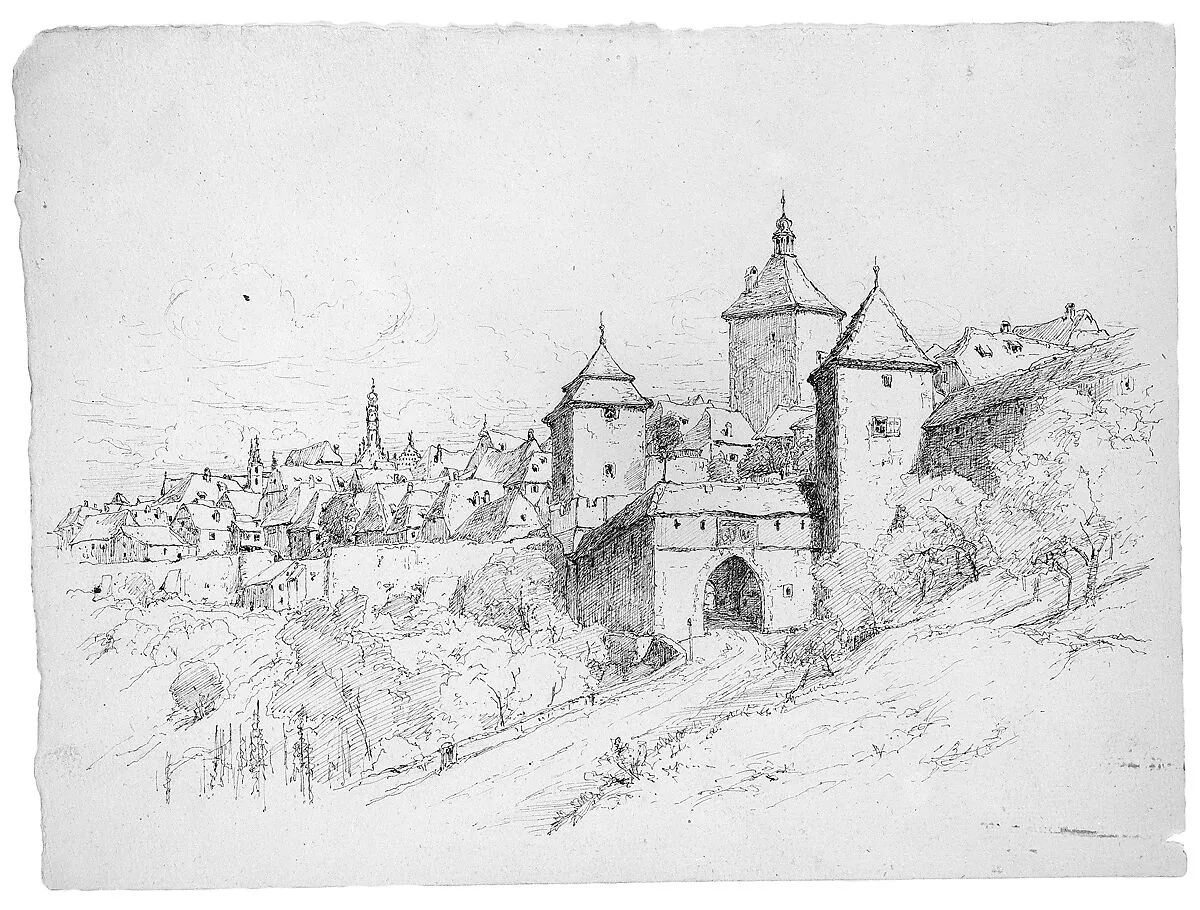 Sketch of a Town in Germany — Andrew Fisher Bunner