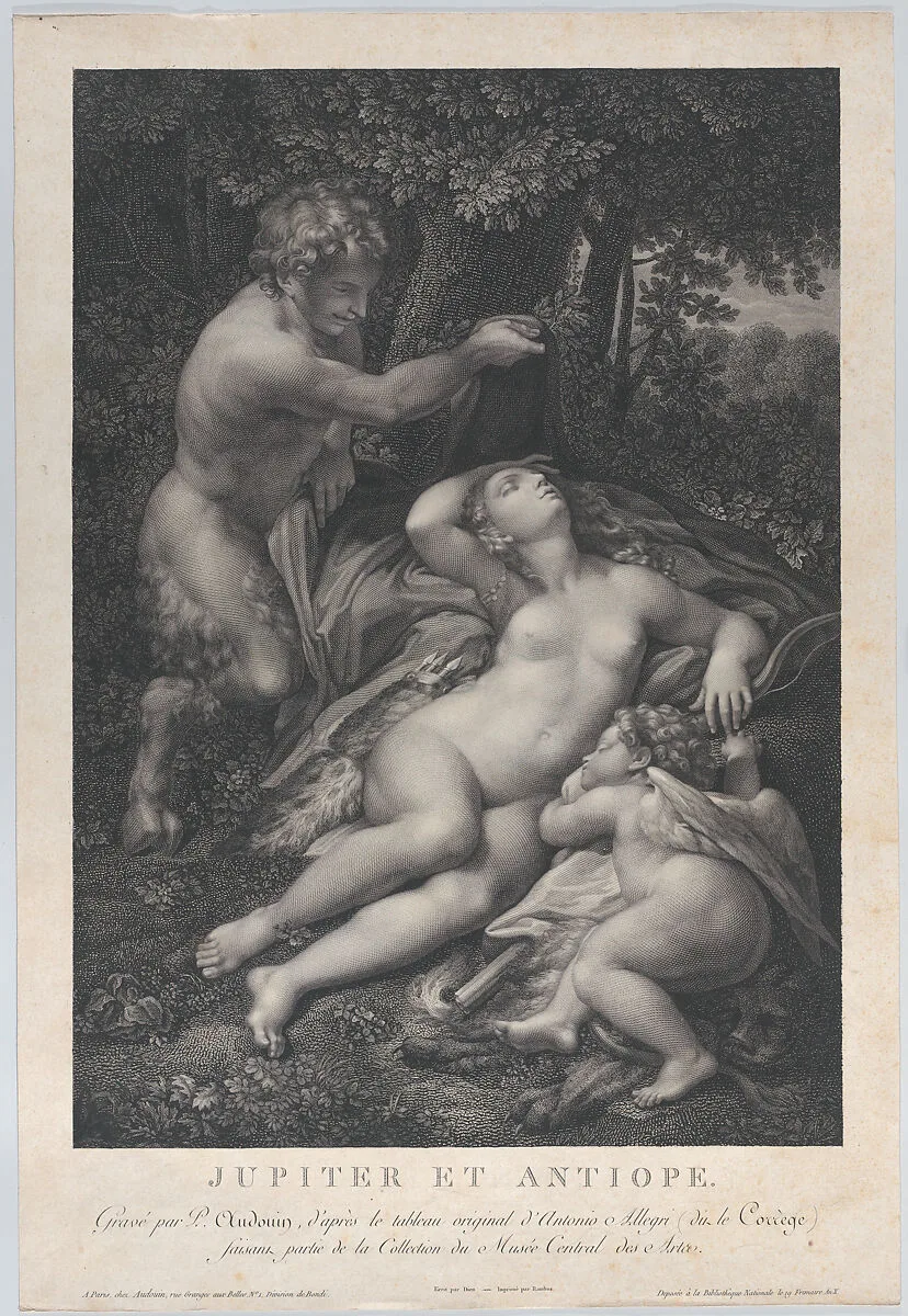 A satyr discovering the sleeping Venus, with Cupid lying at her side — Pierre Audouin|Ramboz|Correggio (Antonio Allegri)