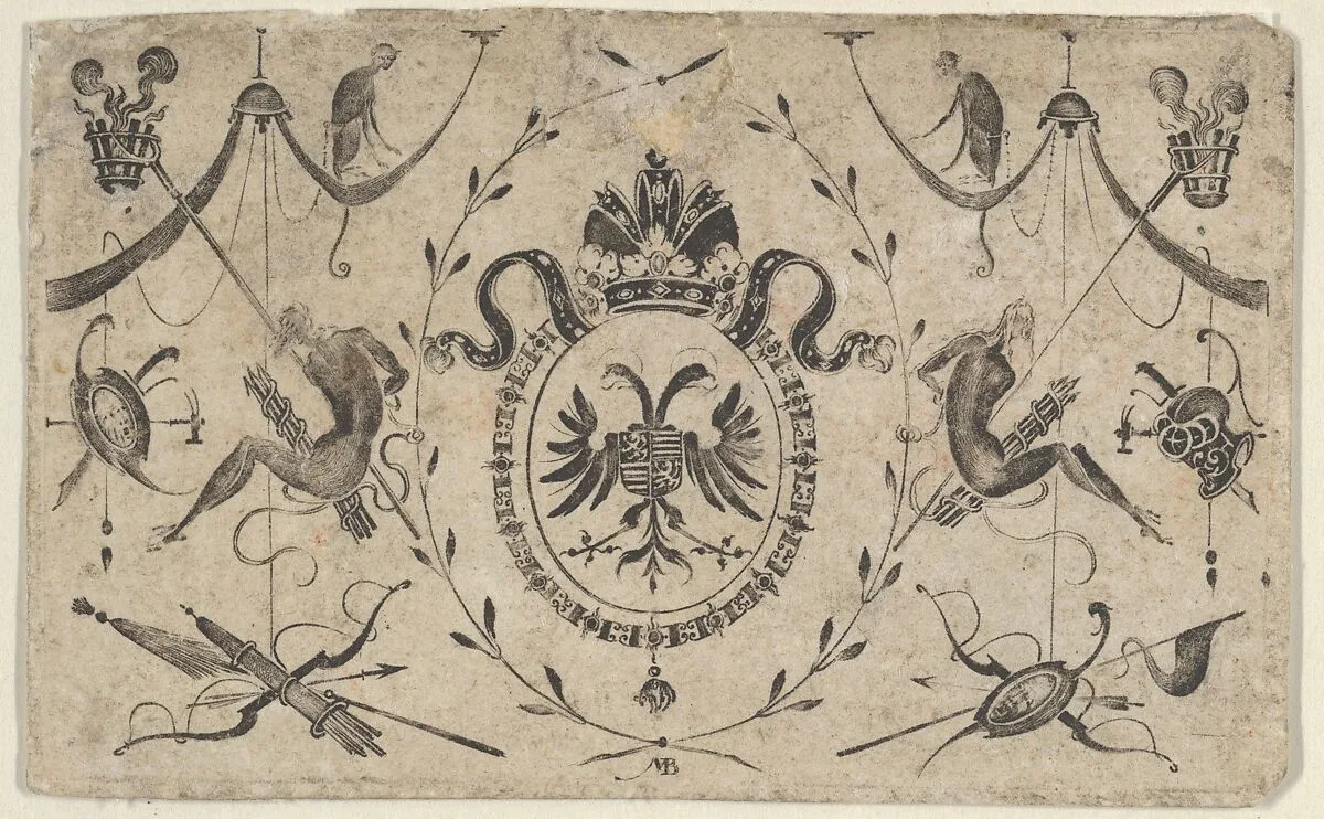 Blackwork Design for Goldsmithwork with the Coat of Arms of a Bishop — Mathais Beitler