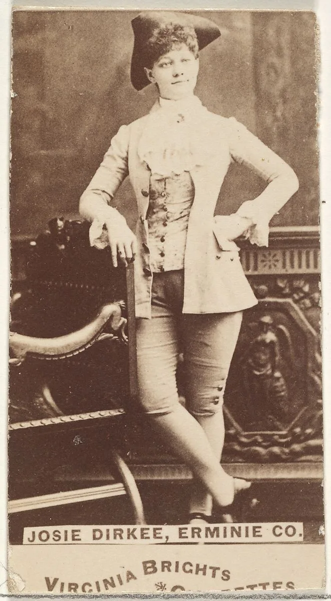 Josie Dirkee, Erminie Co., from the Actors and Actresses series (N45, Type 1) for Virginia Brights Cigarettes — Allen & Ginter