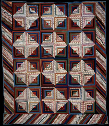 Quilt, Log Cabin pattern, Light and Dark variation