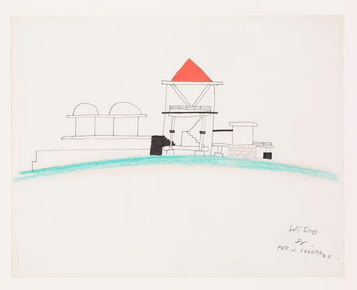 Preliminary Sketch, January-February, 1986: Elevation, Daniel Wolf Residence, Ridgway, Colorado