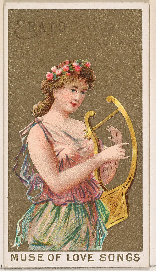 Erato, Muse of Love Songs, from the Goddesses of the Greeks and Romans series (N188) issued by Wm. S. Kimball & Co. — William S. Kimball & Company|Ketterlinus Lithography Company