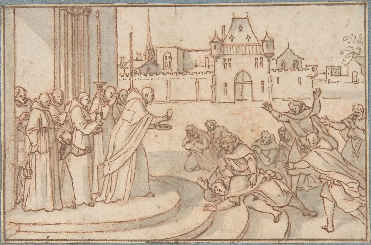 Saint Bernard presenting the host to Guillaume X, duc de Guyenne — Sébastien Leclerc I
