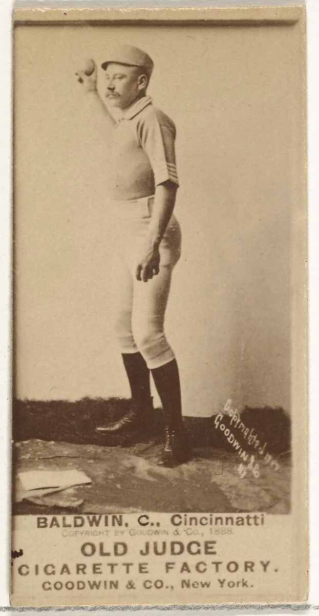 Clarence Geoghan "Kid" Baldwin, Catcher, Cincinnati, from the Old Judge series (N172) for Old Judge Cigarettes — Goodwin & Company