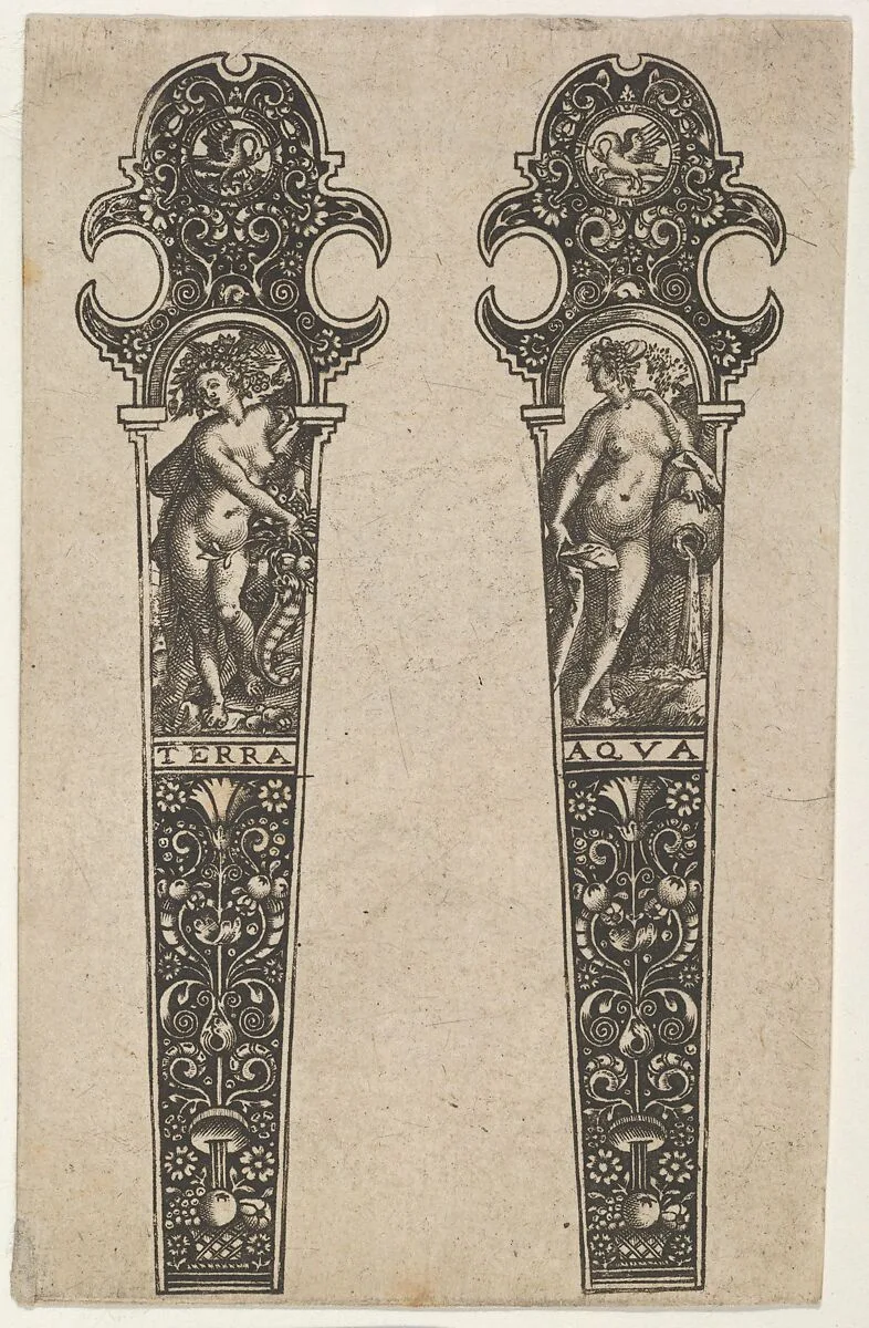 Design for Knife Handles with Terra and Aqua — Johann Theodor de Bry