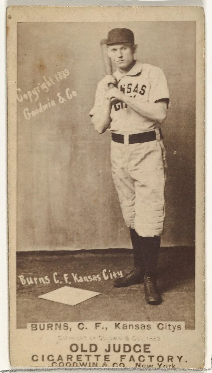James M. "Jim" Burns, Center Field, Kansas City Cowboys, from the Old Judge series (N172) for Old Judge Cigarettes — Goodwin & Company
