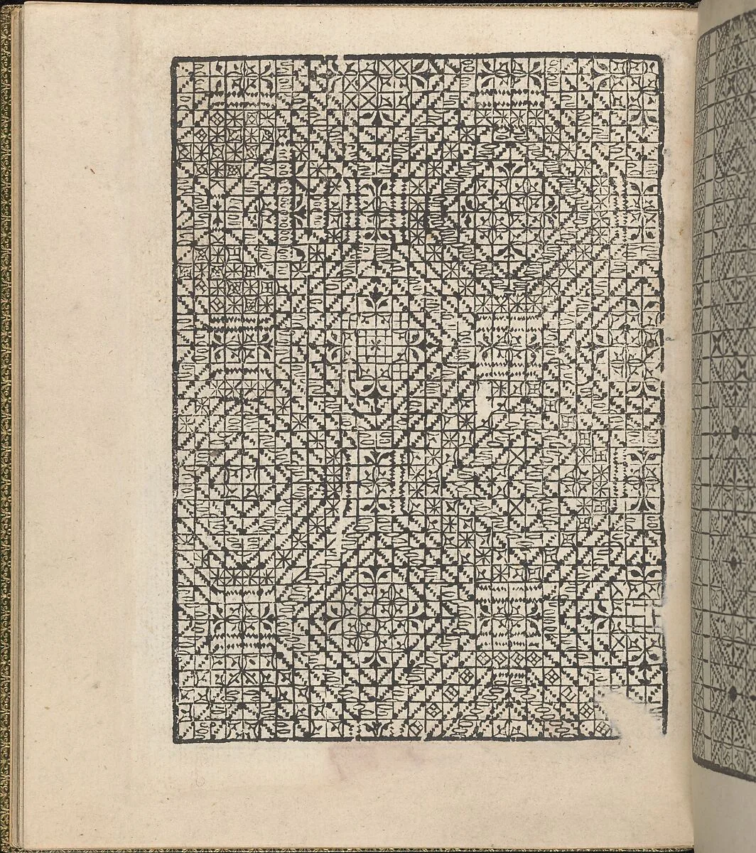 Giardineto novo di punti tagliati et gropposi per exercitio & ornamento delle donne (Venice 1554), page 22 (verso) — Lloyd, Wallis & Lloyd|Matteo Pagano