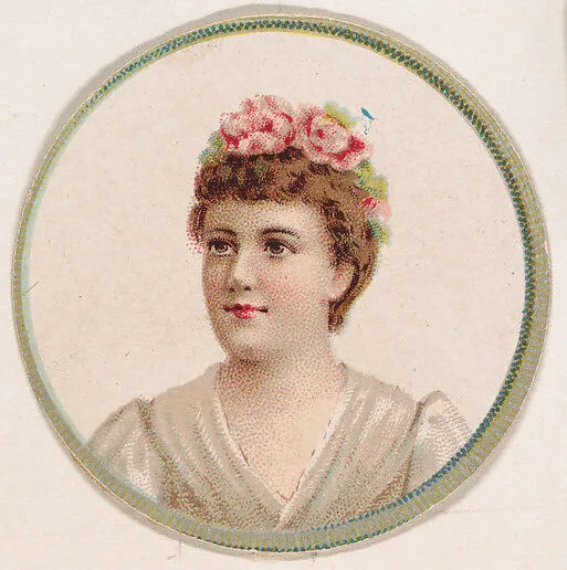 Woman wearing floral hat, from the Novelties series (N228, Type 2) issued by Kinney Bros. — Kinney Brothers Tobacco Company