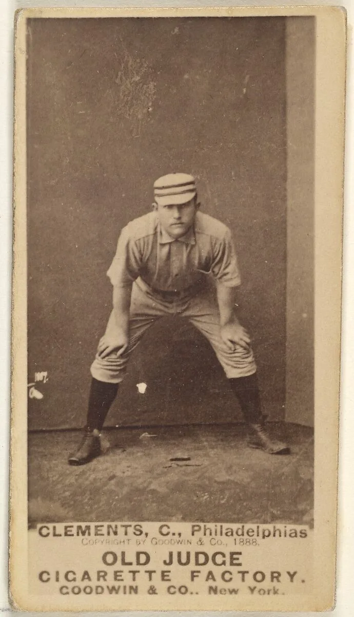 John J. "Jack" Clements, Catcher, Philadelphia, from the Old Judge series (N172) for Old Judge Cigarettes — Goodwin & Company