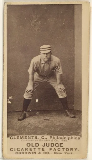 John J. "Jack" Clements, Catcher, Philadelphia, from the Old Judge series (N172) for Old Judge Cigarettes