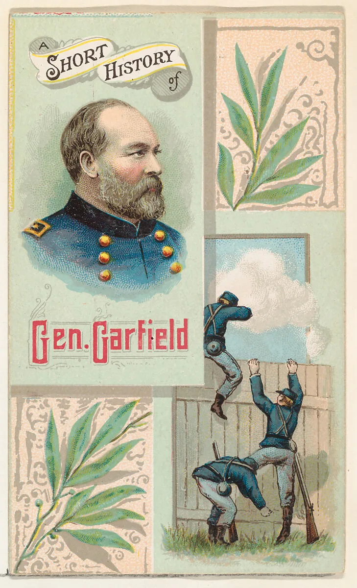 A Short History of General James Garfield, from the Histories of Generals series (N114) issued by W. Duke, Sons & Co. to promote Honest Long Cut Smoking and Chewing Tobacco — W. Duke, Sons & Co.|Knapp & Company