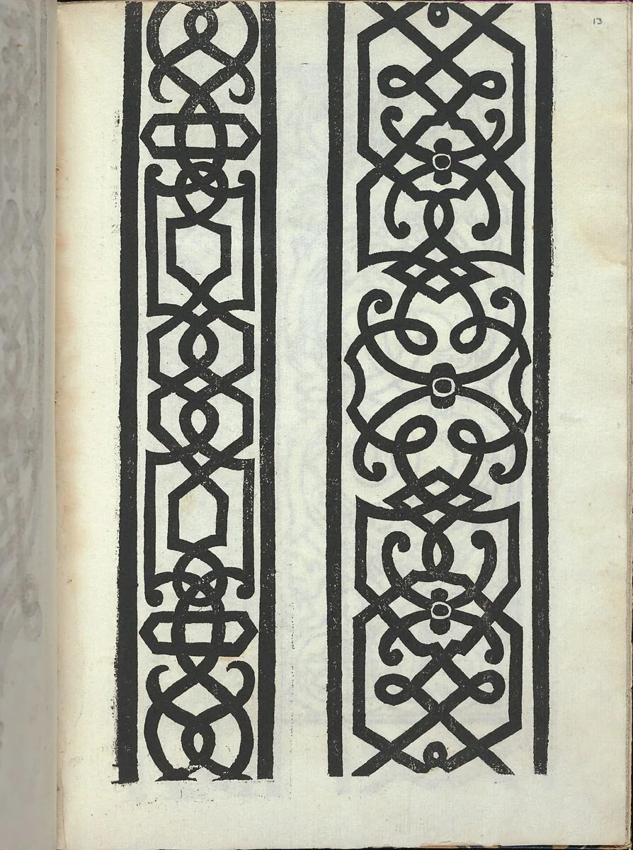 Libro quarto. De rechami per elquale se impara in diuersi modi lordine e il modo de recamare...Opera noua, page 13 (recto) — Alessandro Paganino