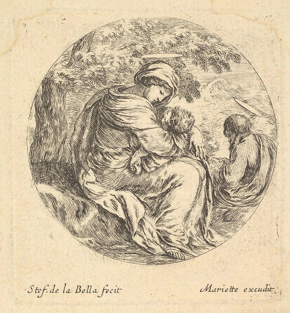Rest on the Flight into Egypt, a round composition — Stefano della Bella|Pierre Mariette