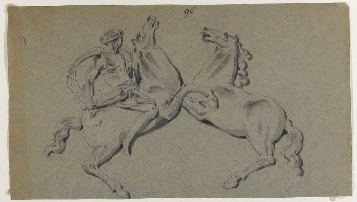 Rider and Horse in Battle Scene — Anonymous, French, 18th century