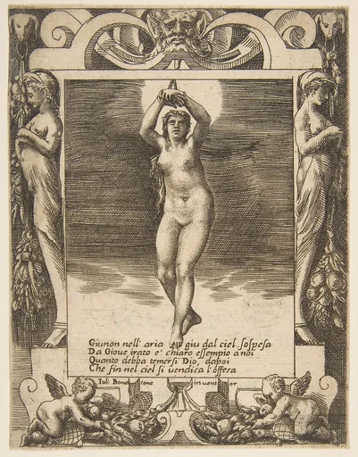 Juno suspended in the air, set within a frame, from "Loves, Rages and Jealousies of Juno"