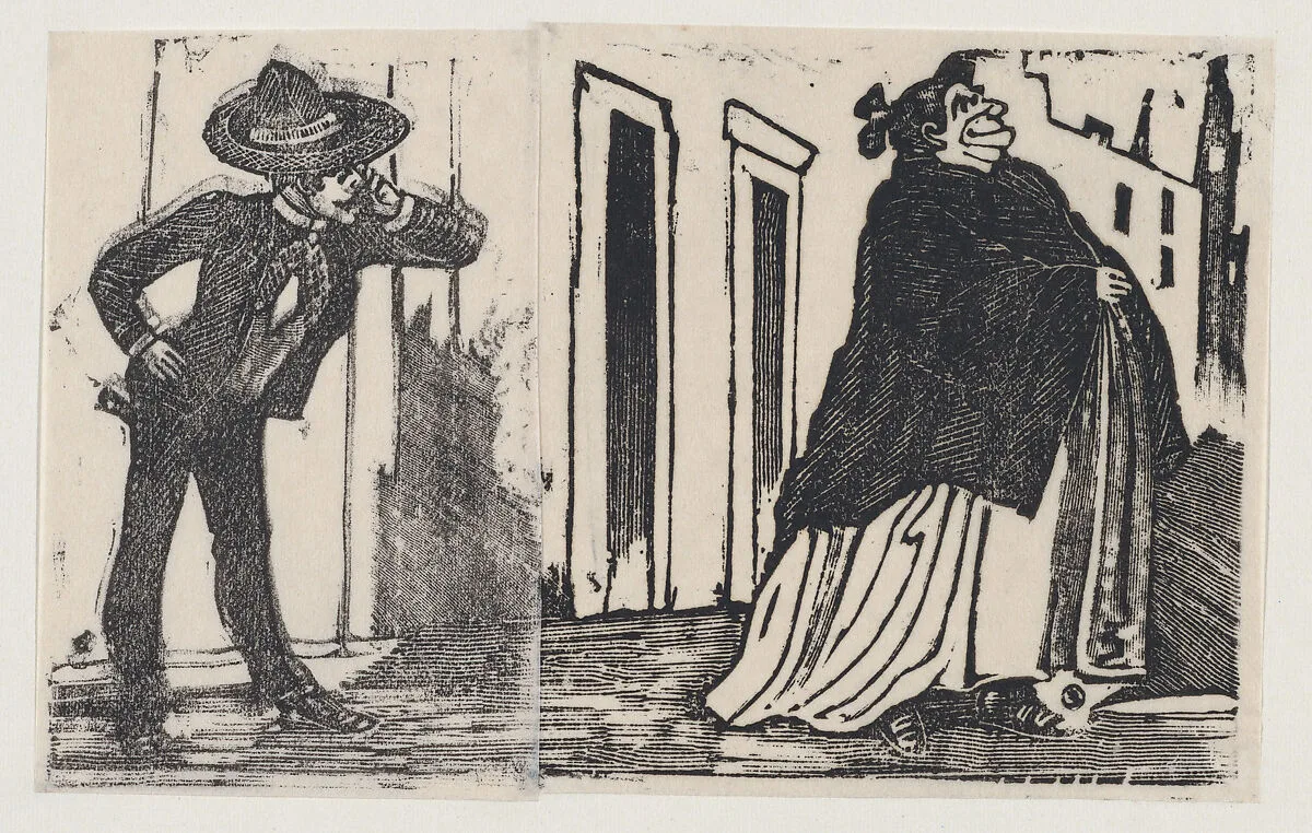 A man looking at a woman who walks by — José Guadalupe Posada
