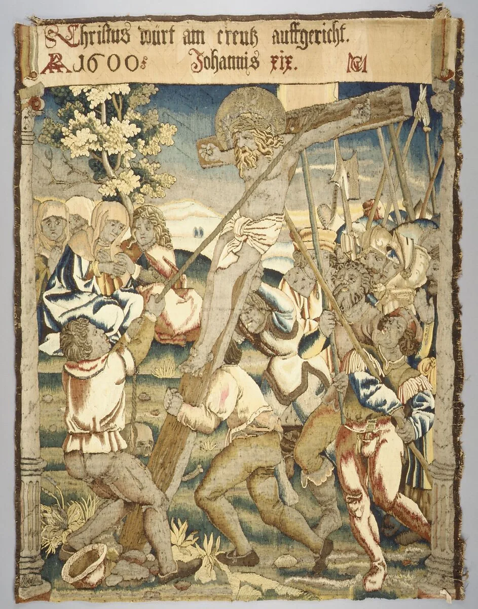 The Elevation of the Cross from a set of The Passion — Johann Schott|Hans Wechtlin|Ulrich Pinder|Unidentified Weaver's Mark|Unidentified Weaver's Mark