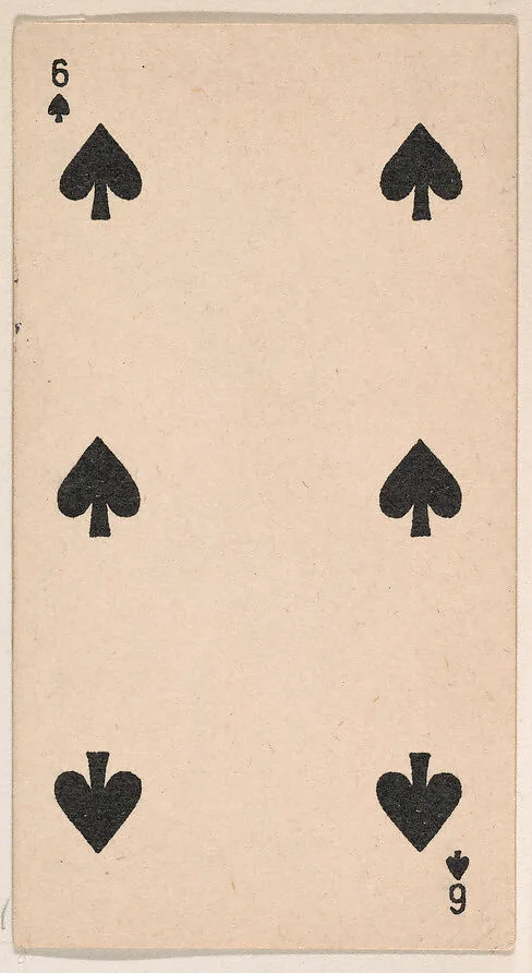 Six of Spades, from the Transparent Playing Cards series (N220) issued by Kinney Bros. — Kinney Brothers Tobacco Company