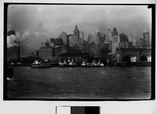 [Downtown Manhattan and Steamers from Brooklyn Bridge, New York City]
