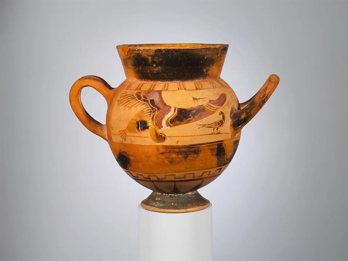 Terracotta globular cup with two handles — Unknown