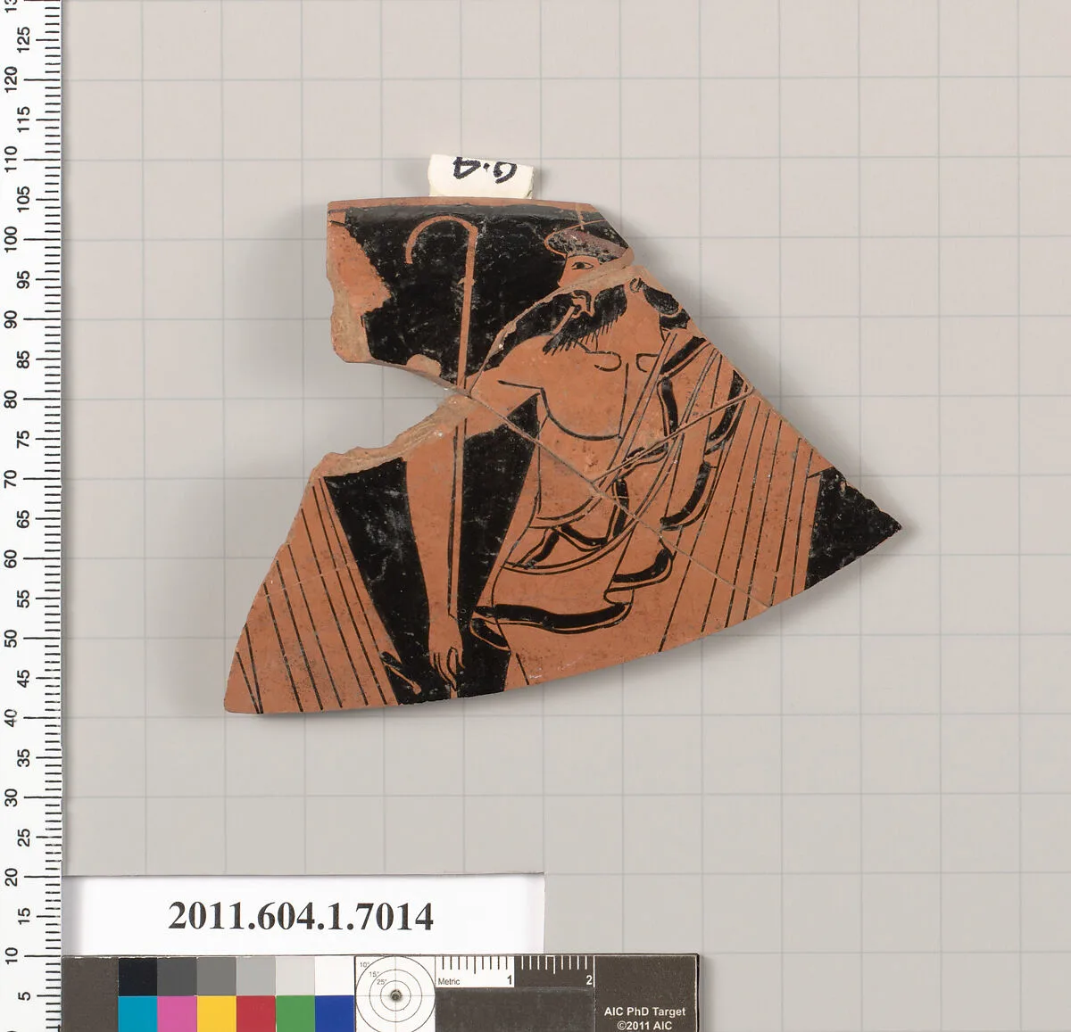 Terracotta rim fragment of a kylix (drinking cup) — Douris
