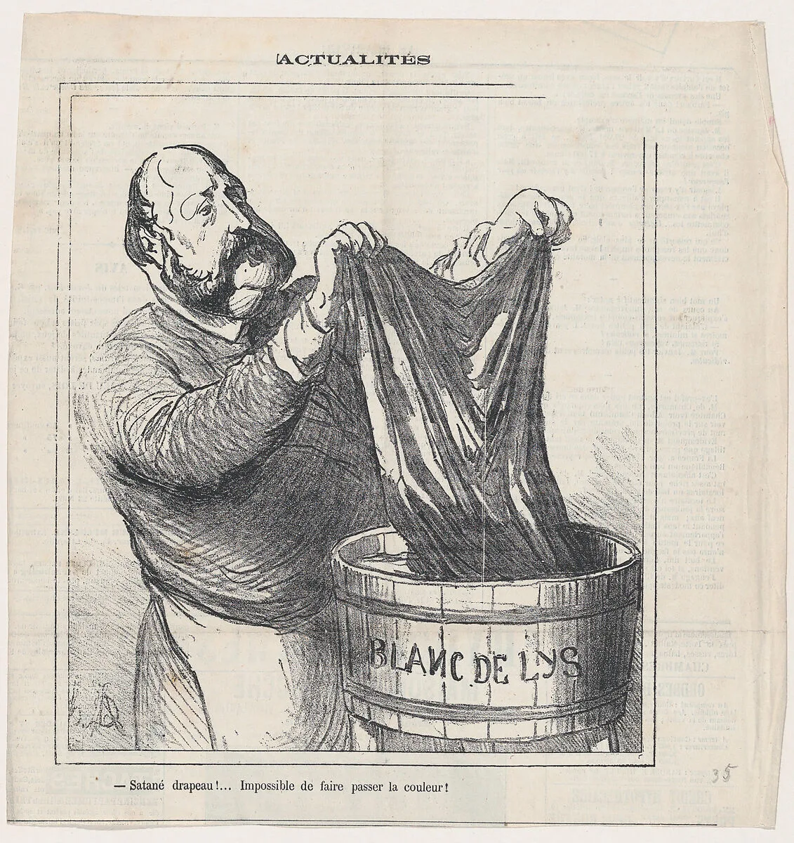 Damned flag! Impossible to get rid of the color, from 'News of the day,' published in Le Charivari, March 2, 1872 — Honoré Daumier|Henri comte de Chambord