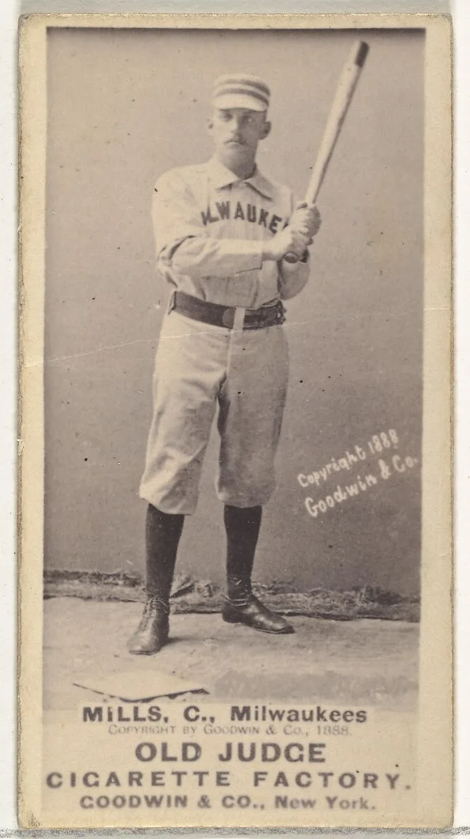 Lynn Mills, Catcher, Milwaukee, from the Old Judge series (N172) for Old Judge Cigarettes — Goodwin & Company