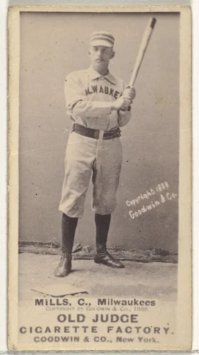 Lynn Mills, Catcher, Milwaukee, from the Old Judge series (N172) for Old Judge Cigarettes