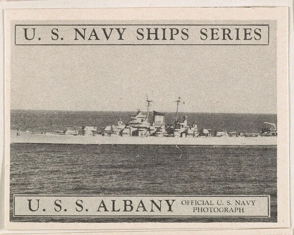U. S. S. Albany, bakery card from the U. S. Planes and Warships series (D85) — Purity Pretzel Company