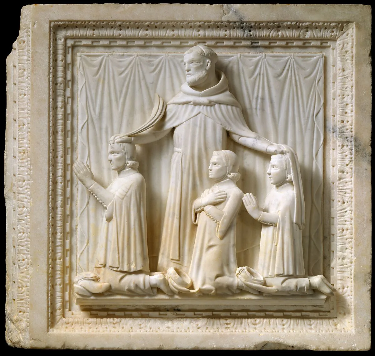 Presentation Scene with Saint Peter Martyr and Three Donors — Giovanni di Balduccio