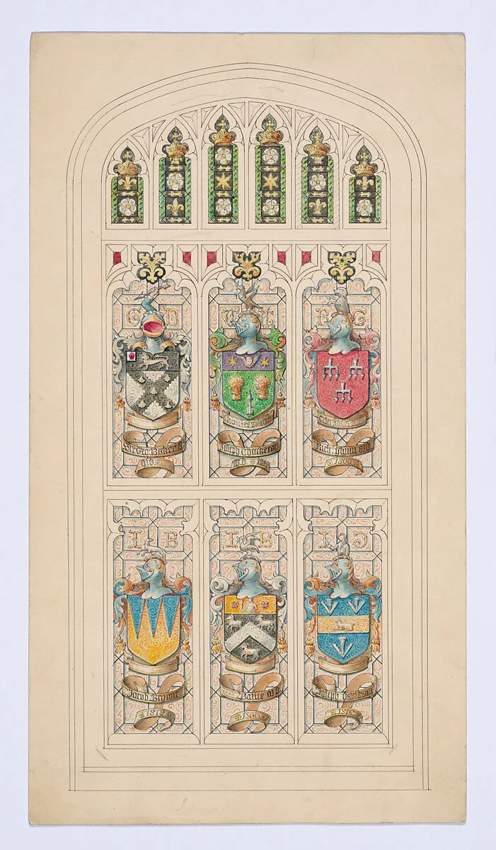 Design for an armorial stained glass window — Anonymous, British, 19th century